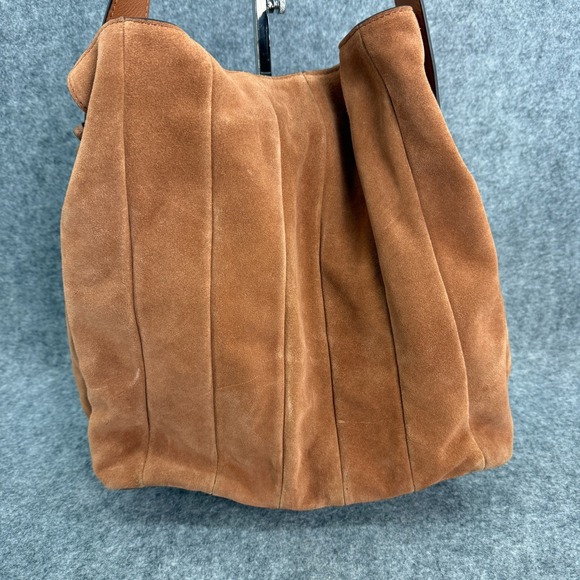 Vince Camuto Dario Leather Shoulder Bag Purse Pleated Interior Pockets Brown - Picture 12 of 16